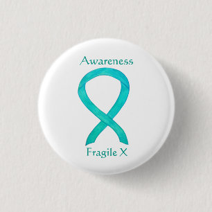 Fragile X Teal Awareness Custom Ribbon Pin