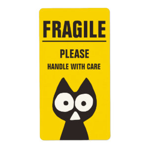 FRAGILE Yellow Black Triangle Cat