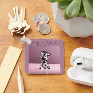 Fragile Zebra: Handle with Care Key Ring