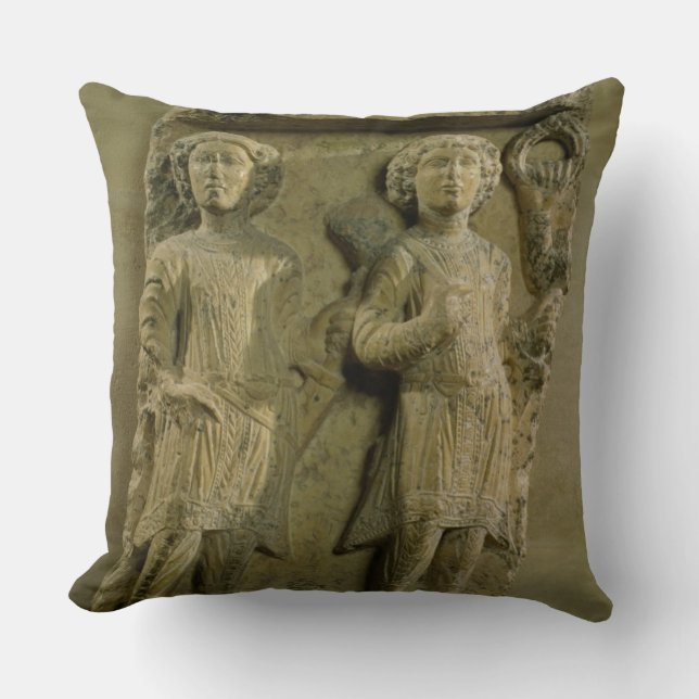 Fragment of a bas-relief plaque depicting two sold cushion (Front)