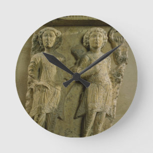 Fragment of a bas-relief plaque depicting two sold round clock