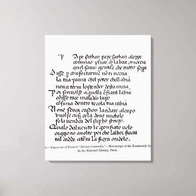 Fragment of Dante's  'Divina Commedia' Canvas Print (Front)