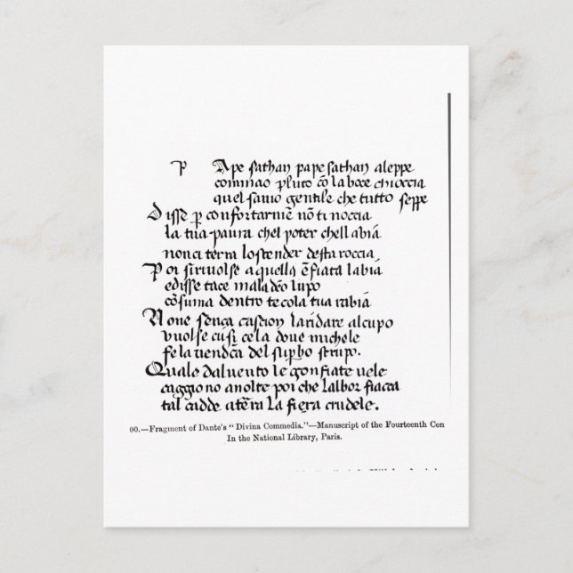 Fragment of Dante's  'Divina Commedia' Postcard (Front)