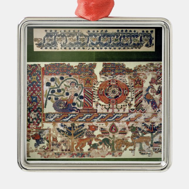 Fragment of textile depicting Jonah and the Whale Metal Tree Decoration (Front)