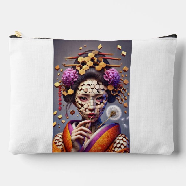  "Fragmented Beauty – Puzzle Face Cosmetic Bag" Accessory Pouch (Front)