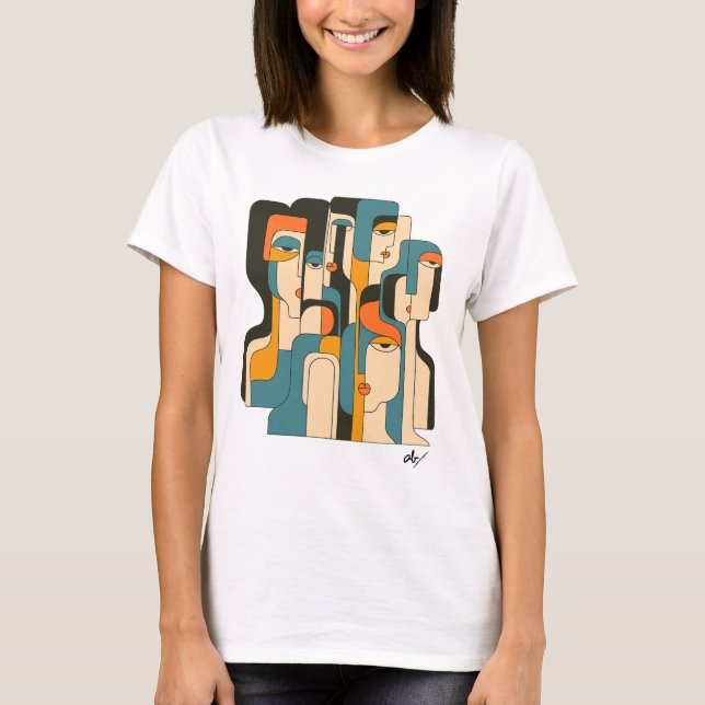 Fragmented Echoes: A Modern Cubist Reflection T-Shirt (Front)