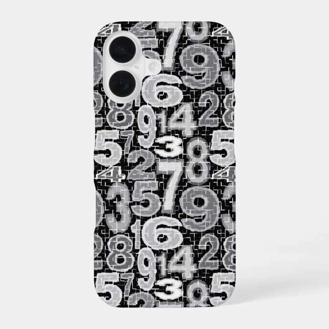 Fragmented Number Pattern  iPhone 16 Case (Back)