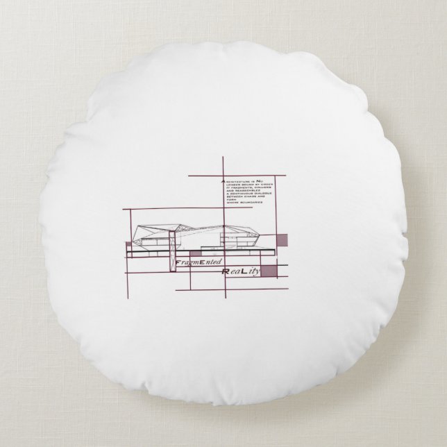 Fragmented Reality – Architectural Expression Round Cushion (Front)