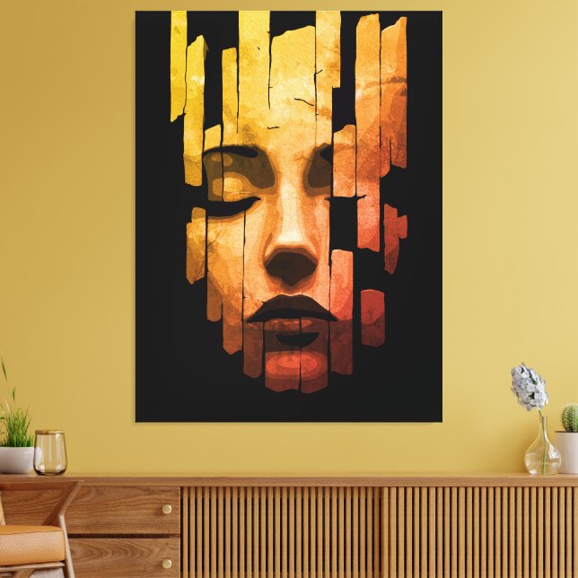 Fragmented Serenity – Surreal Digital Portrait Canvas Print (Insitu(LivingRoom))