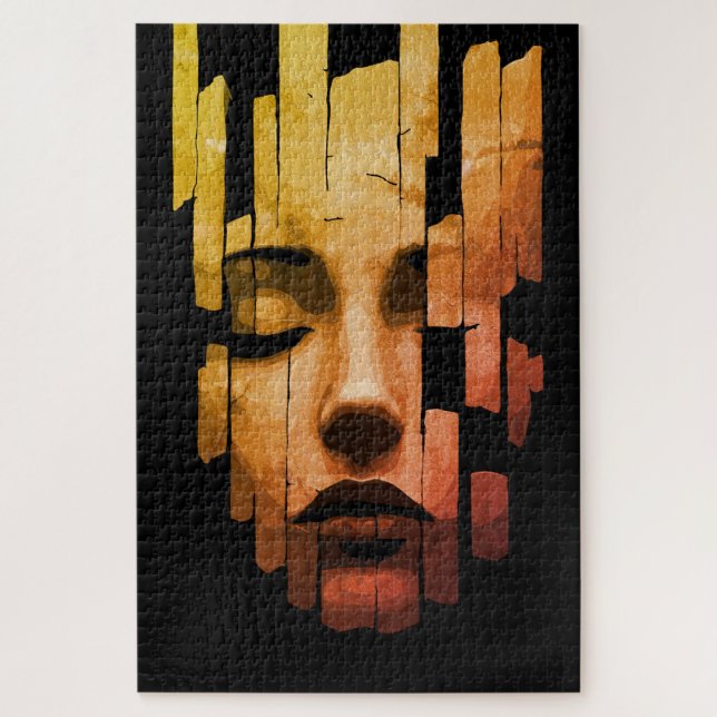Fragmented Serenity – Surreal Digital Portrait Jigsaw Puzzle (Vertical)