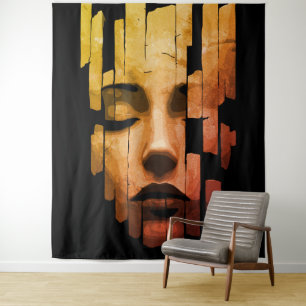 Fragmented Serenity – Surreal Digital Portrait Tapestry