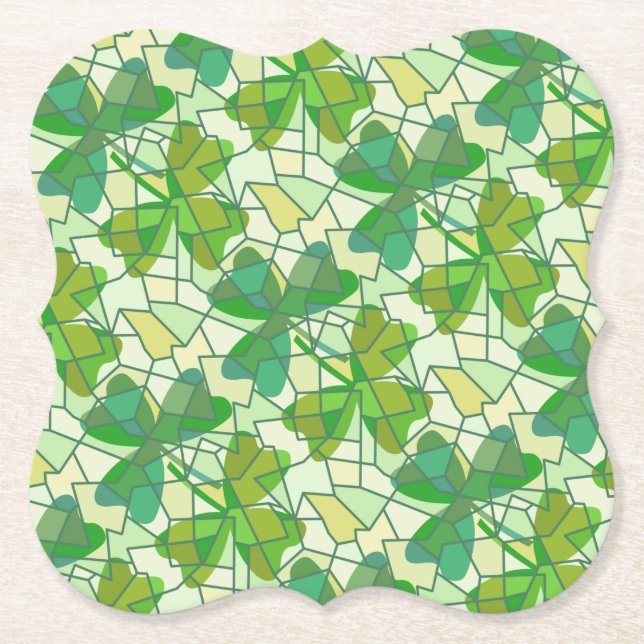 Fragmented Shamrocks  Paper Coaster (Front)