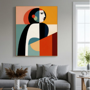Fragmented Woman: The Cubist Essence Canvas Print
