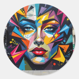 Fragments Of Identity – Abstract Portrait Classic Round Sticker