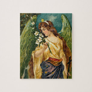 Fragrance - Angel with green wings. Jigsaw Puzzle
