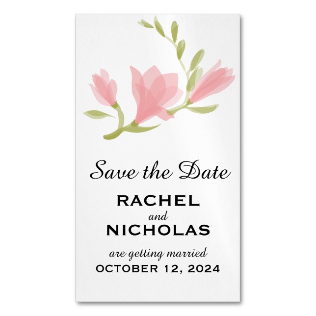 Fragrant Freesia Petals | Save the Date Magnetic Business Card (Front Vertical)