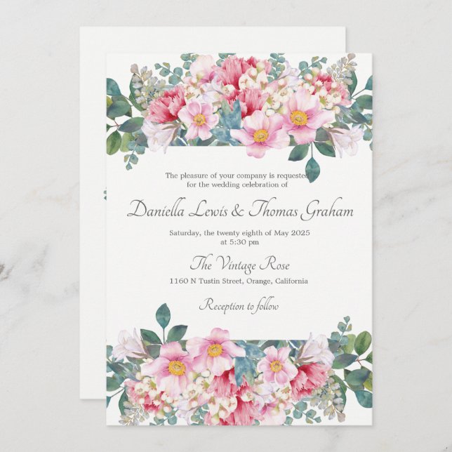 Fragrant Garden Wedding Invitation (Front/Back)