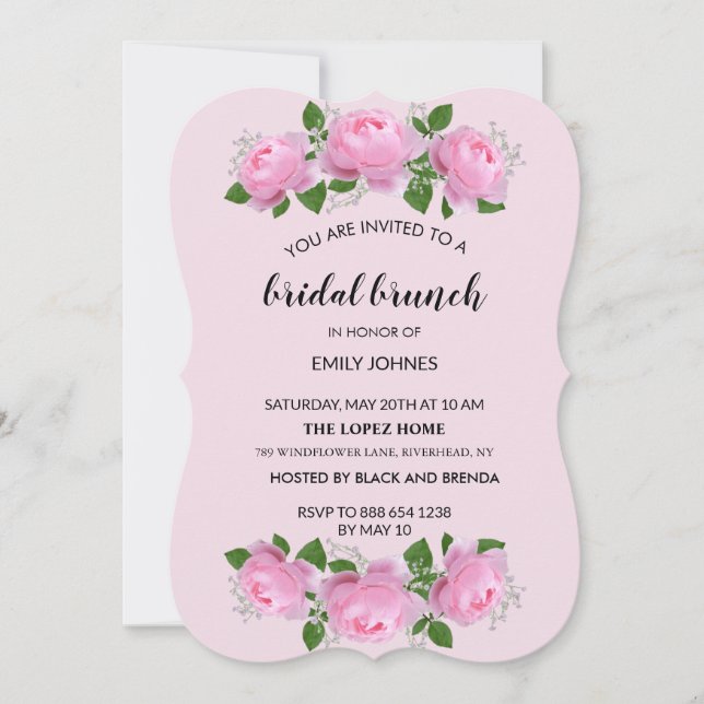 Fragrant Pink Roses, Bridal Brunch Invitation (Front)