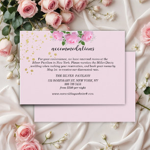 Fragrant Pink Roses Wedding Accommodations Enclosure Card
