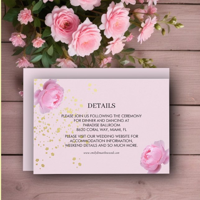 Fragrant Pink Roses Wedding Details Enclosure Card (Creator Uploaded)
