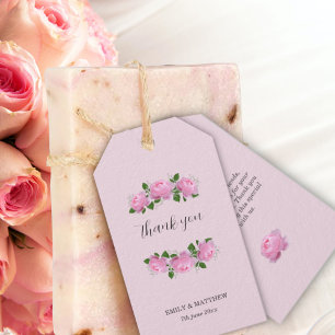 Fragrant Pink Roses, Wedding Thank you, Gift Tags