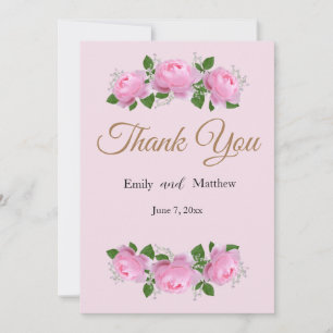 Fragrant Pink Roses, Wedding Thank you, You Card