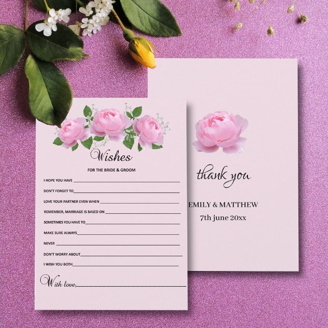 Fragrant Pink Roses Wedding Well Wishes Advice Card (Creator Uploaded)