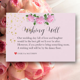 Fragrant Pink Roses, Wedding Wishing Well Enclosure Card