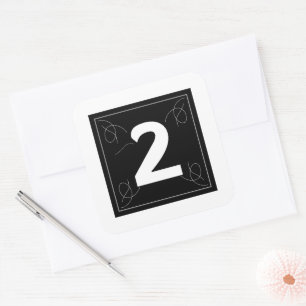 Frame and Flourish Monogram Number 2 on White Square Sticker
