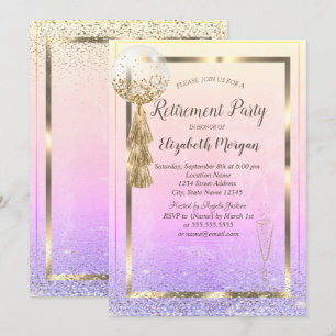 Frame Balloon,Glass Confetti Ombre Retirement Invitation