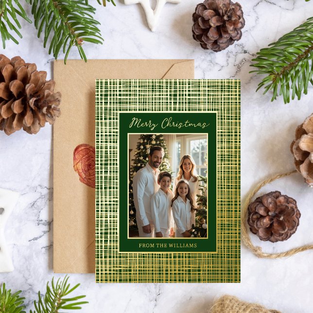 Frame Foil Christmas Card Template Customise Green (Creator Uploaded)