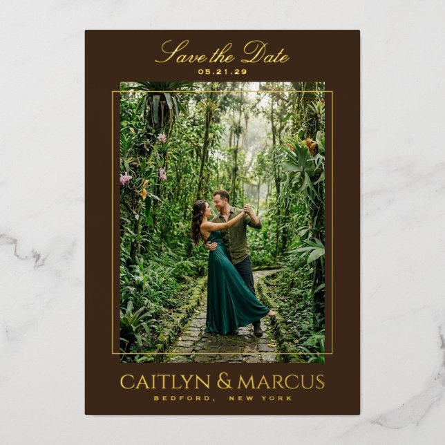 Frame Foil Pressed Save the Date announcement (Front)