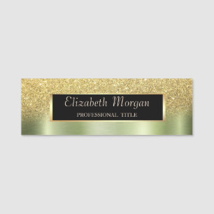 Frame,Gold Glitter Ombre Green Metallic Name Tag
