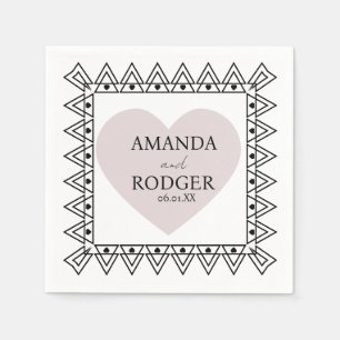 Frame Heart Blush Pink Wedding Napkins 