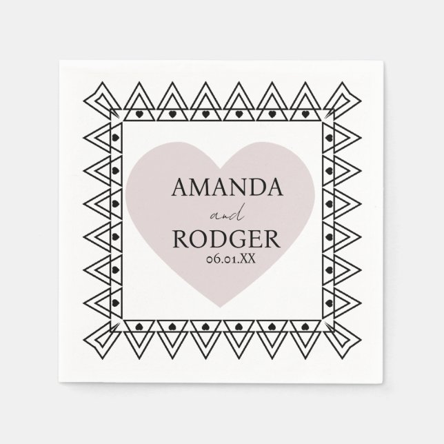 Frame Heart Blush Pink Wedding Napkins  (Front)