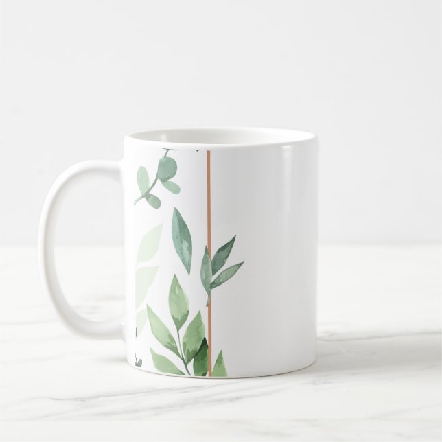 Frame leaves watercolor background coffee mug (Left)