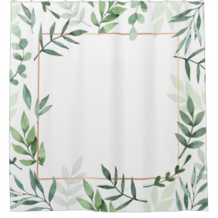 Frame leaves watercolor background shower curtain