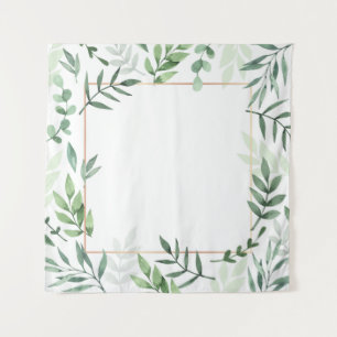 Frame leaves watercolor background tapestry