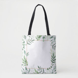 Frame leaves watercolor background tote bag