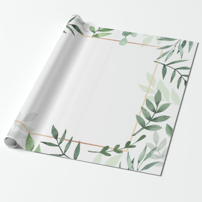 Frame leaves watercolor background wrapping paper (Unrolled)