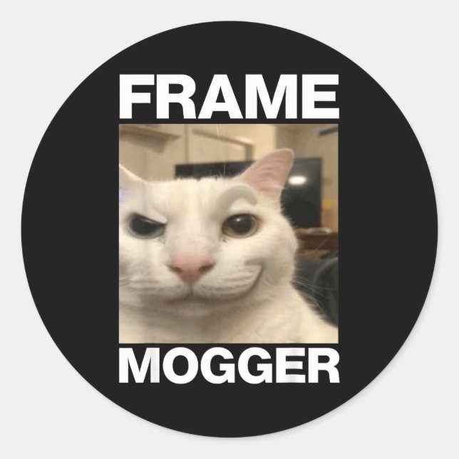 Frame mogging cat meme  classic round sticker (Front)