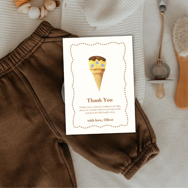 Frame Summer Scoop Ice Cream Boy Baby Shower  Thank You Card (Frame Summer Scoop Ice Cream Boy Baby Shower Thank You Card)