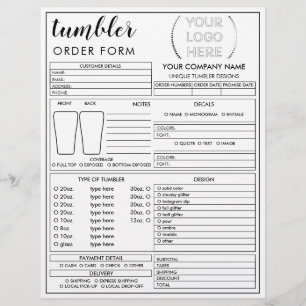 Frame Tumbler Mug Cup Order Form Flyer