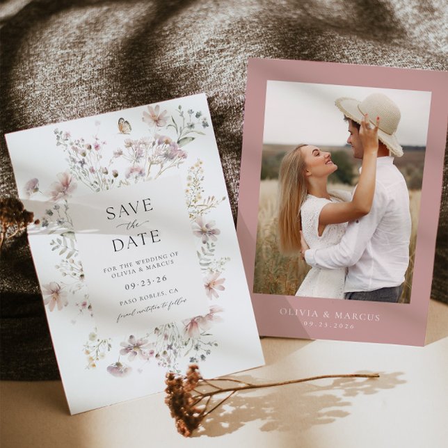Frame Wildflower Wedding Save The Date Invitation (Save The Date Front/Back)