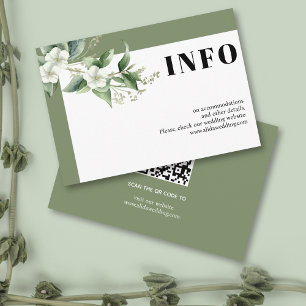 Frame with branch, white flowers wedding details enclosure card