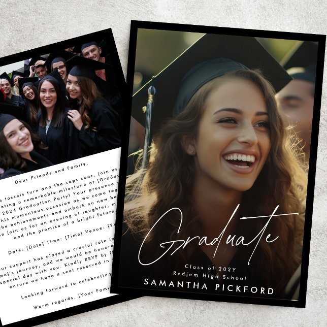 Framed 2 Photo Senior High School 2024 Graduation Announcement (Creator Uploaded)