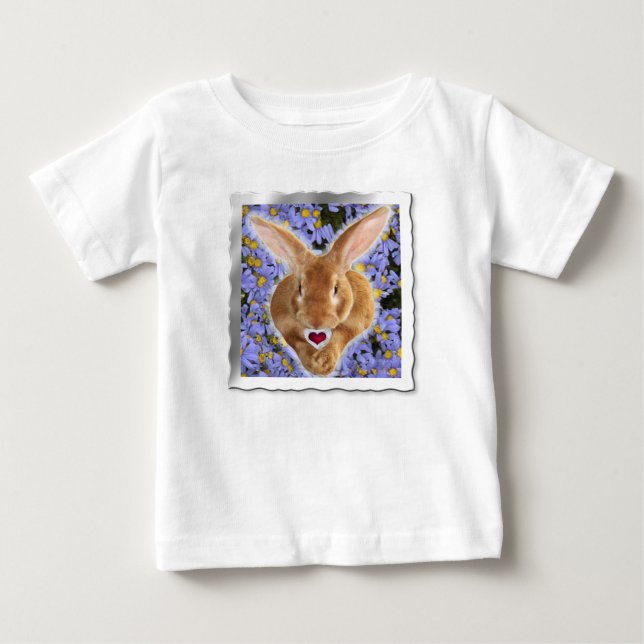 Framed Adorable Bunny with Sweet Heart Baby T-Shirt (Front)