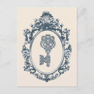 Framed Antique Key Postcard