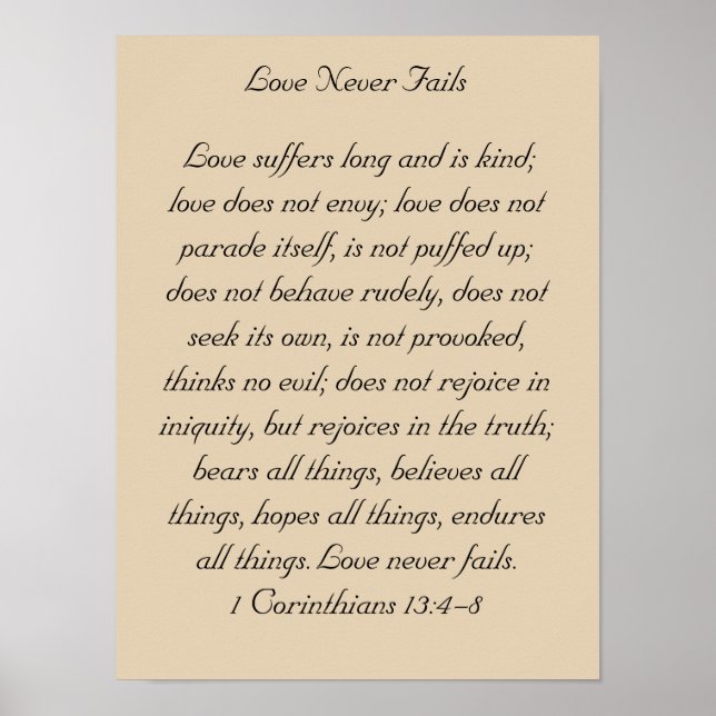 Framed Bible Verse Artwork, 1 Corinthians 13, Love Poster (Front)