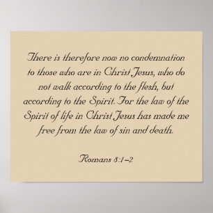 Framed Bible Verse Artwork, Romans 8:1-2 Poster